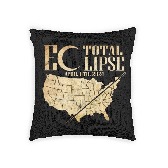 USA Map Path Of Totality 4.8.24 Total Eclipse Woven Pillows