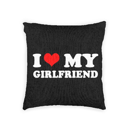 i love my girlfriend Woven Pillows