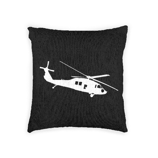 UH-60 Black Hawk Helicopter Silhouette Woven Pillows