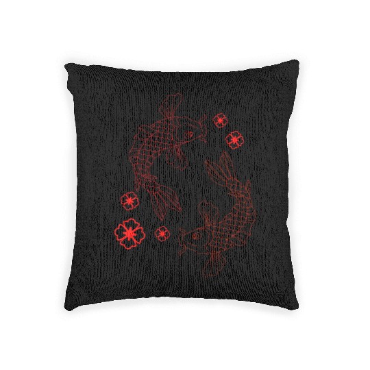Japanese Koi Fish Carp Graphic Design Woven Pillows