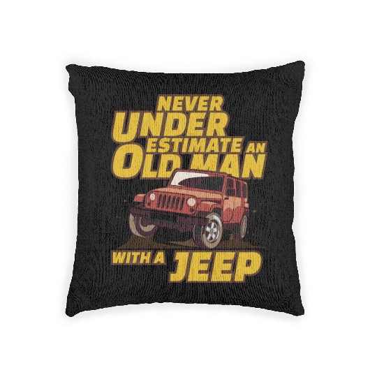 Never Underestimate An Old Man with A Jeep Brown Woven Pillows
