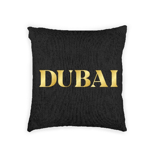Modern Gold Glam Dubai City Typography Woven Pillows