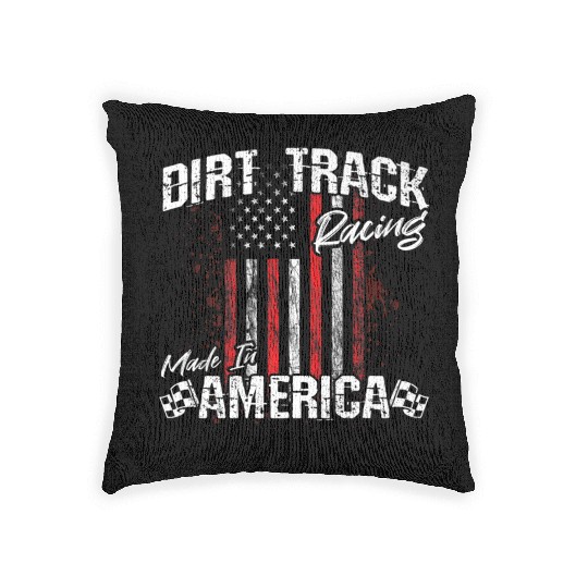 Dirt Track Racing Made In America Woven Pillows