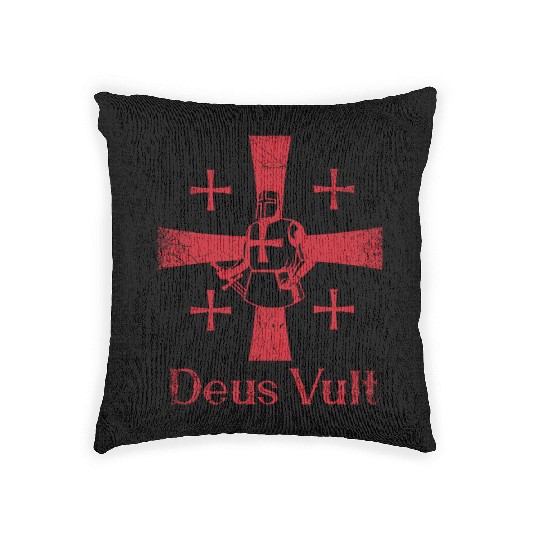 Deus Vult God Wants It Latin Templar Knight Woven Pillows