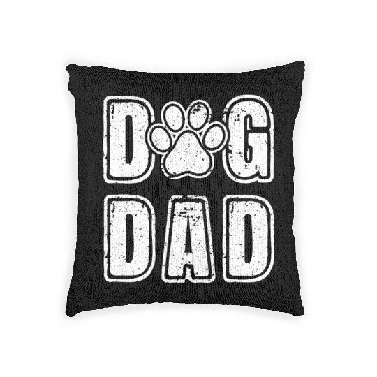 Dog Dad Vintage Grunge Paw Dog Lover Father's Day Woven Pillows