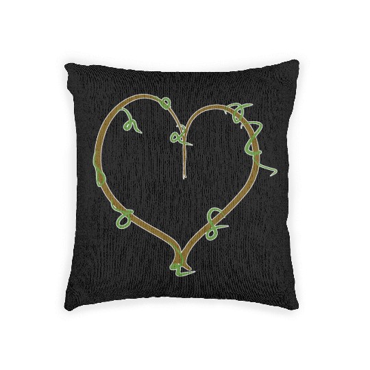 brown heart nature green line icon Woven Pillows