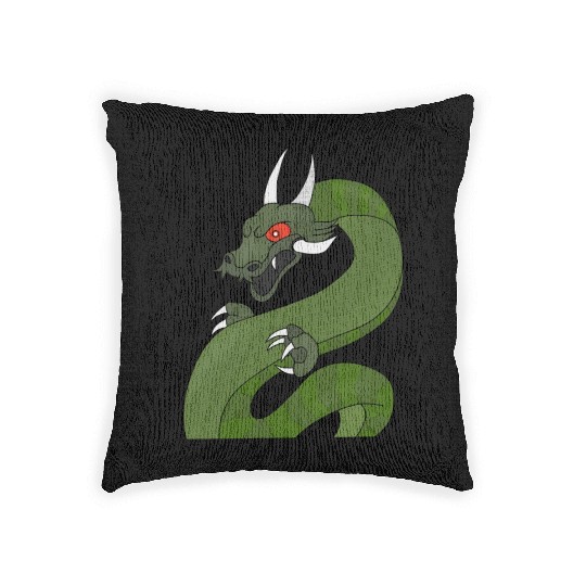 Dragon with red eyes Woven Pillows