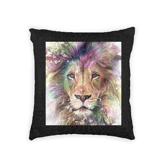 colored lion Woven Pillows