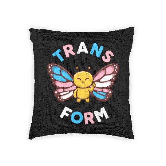 Transgender Monarch Butterfly Trans Form Kawaii Woven Pillows