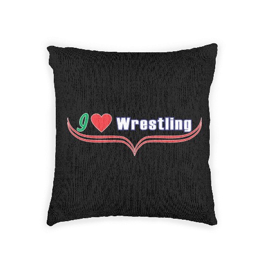 i love wrestling Woven Pillows