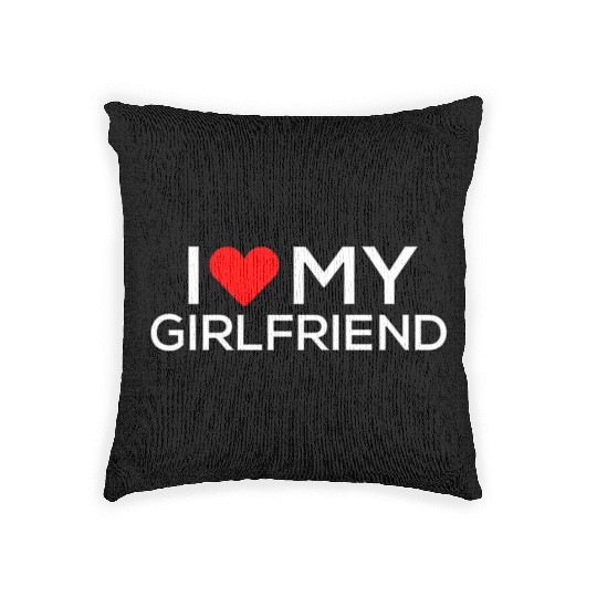 i love my girlfriend Woven Pillows