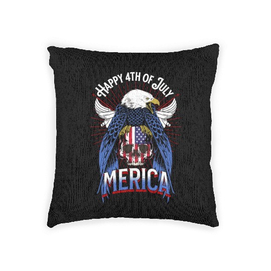Happy 4th Of July Merica 2022 US eagle red white Woven Pillows