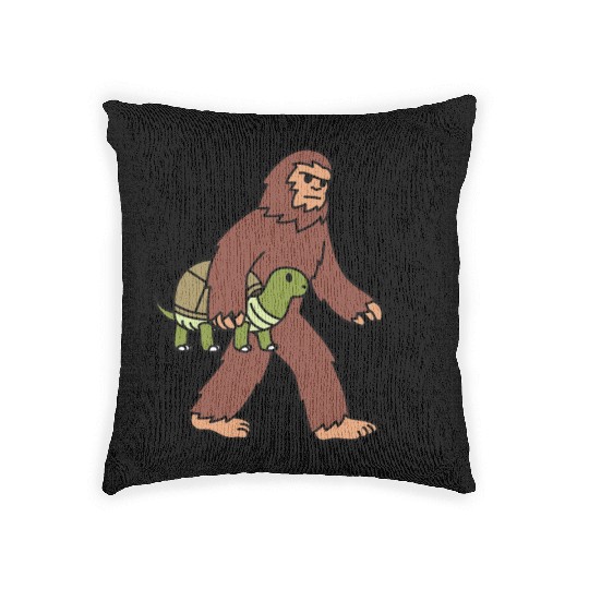 Bigfoot Sasquatch Walking Tortoise Woven Pillows