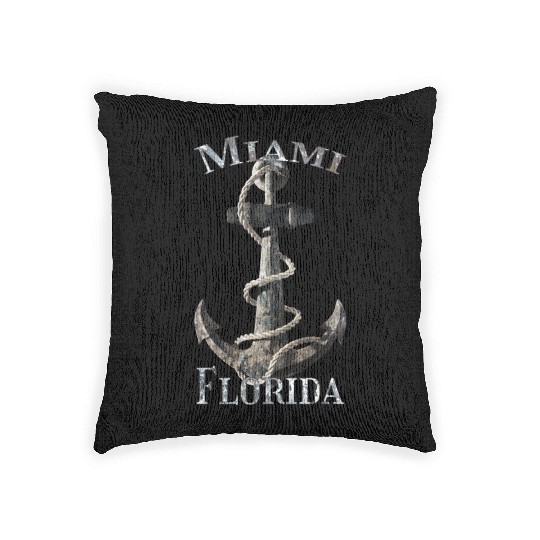 Miami Florida Nautical Anchor Sailing Woven Pillows