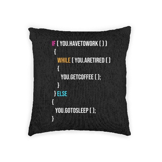 Funny Programmer Codes Coffee And Sleep Woven Pillows