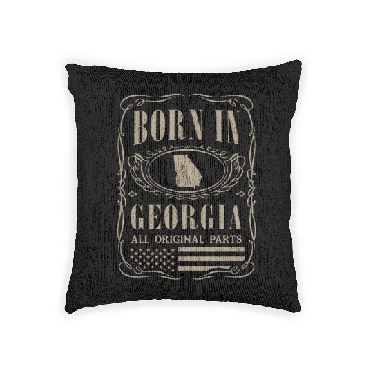 Vintage America US States Born Georgia Woven Pillows