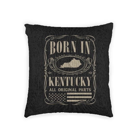 Vintage America US States Born Kentucky Woven Pillows