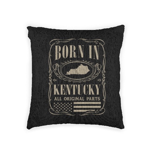 Vintage America US States Born Kentucky Woven Pillows