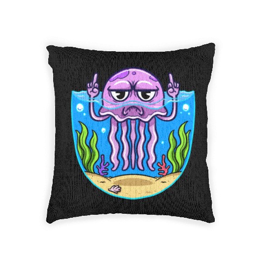 Jelly Fish Middle Finger Jellyfish Woven Pillows