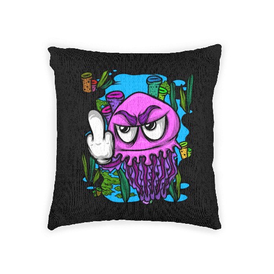 Jelly Fish Middle Finger Jellyfish Woven Pillows