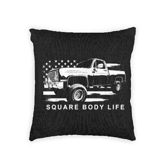 Squarebody American Flag Square Body Truck Woven Pillows