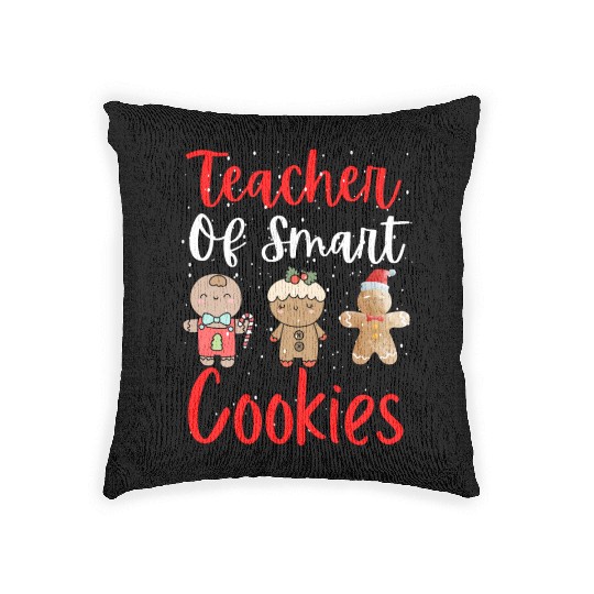 Christmas Teacher Cute Gingerbread Cookies Funny Woven Pillows