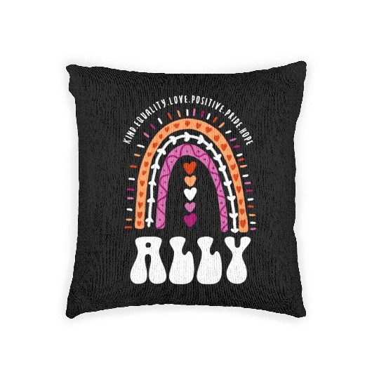 Ally Lesbian Pride Boho Rainbow Woven Pillows