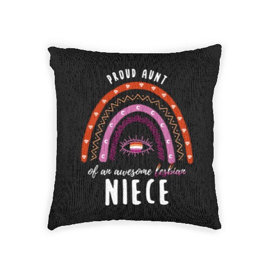 Rainbow Aunt Lesbian Niece Woven Pillows