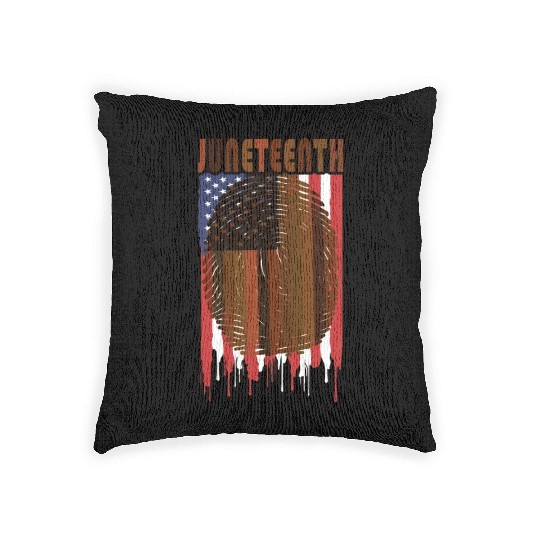 Juneteenth US Flag African American Graphic Woven Pillows