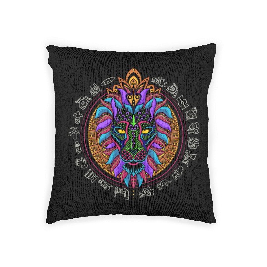 Lion Head Colorful Woven Pillows