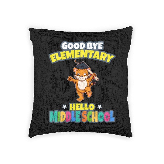 Good Bye Elementary Hello Middle School Graduation Woven Pillows
