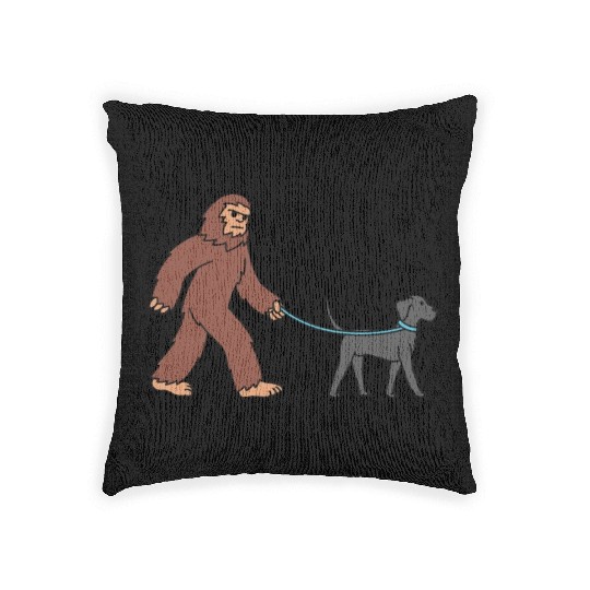 Bigfoot Sasquatch Walking Great Dane Woven Pillows