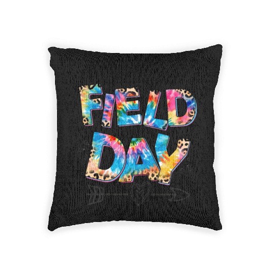 Tie dye leopard Wild About Field Day Teacher Kids Woven Pillows
