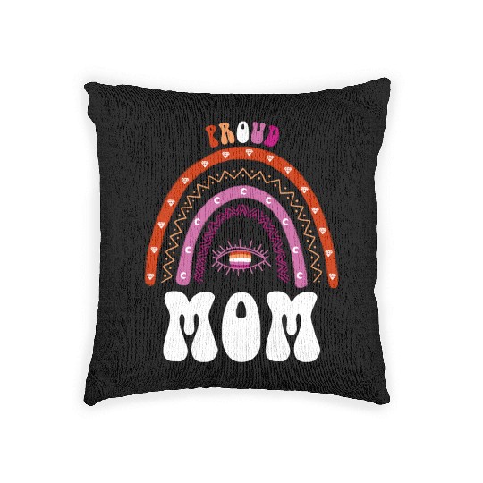 Lesbian Rainbow Proud Mom Lesbian Woven Pillows