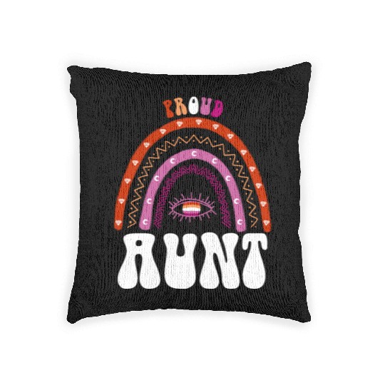 Lesbian Rainbow Proud Aunt Lesbian Woven Pillows
