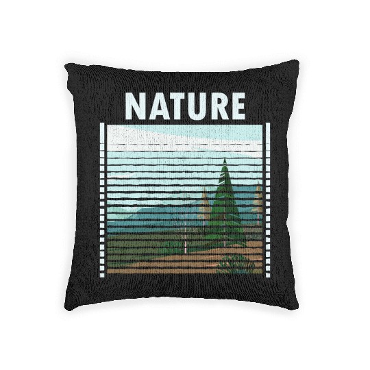 vintage nature forest hiking Woven Pillows