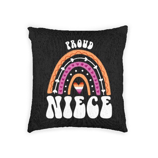 Proud Niece Lesbian Pride Rainbow Woven Pillows