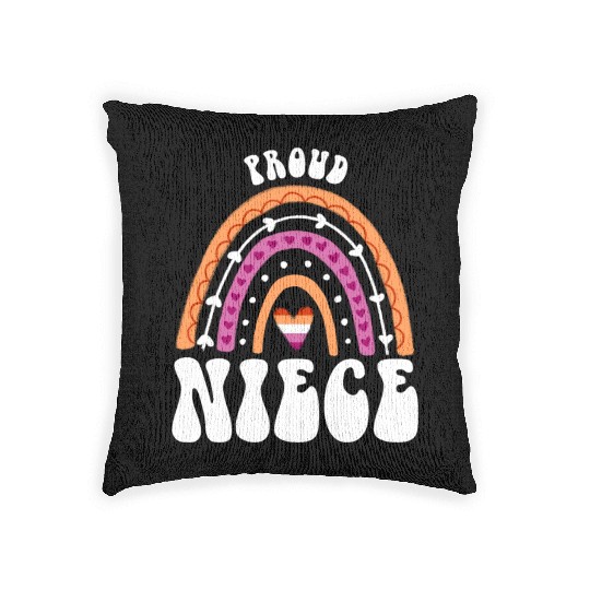 Proud Niece Lesbian Pride Rainbow Woven Pillows
