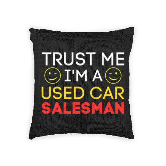Trust Me I'm a Used Car Salesman (Gold & Red) Woven Pillows