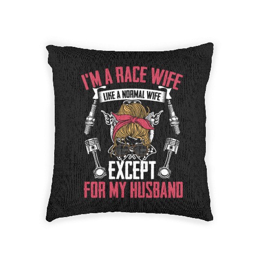 Race Wife Funny Car Racing Humor For Automobile Woven Pillows