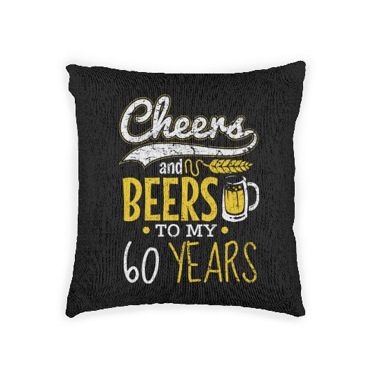 Cheers and Beers 60th Birthday Gift Idea Woven Pillows