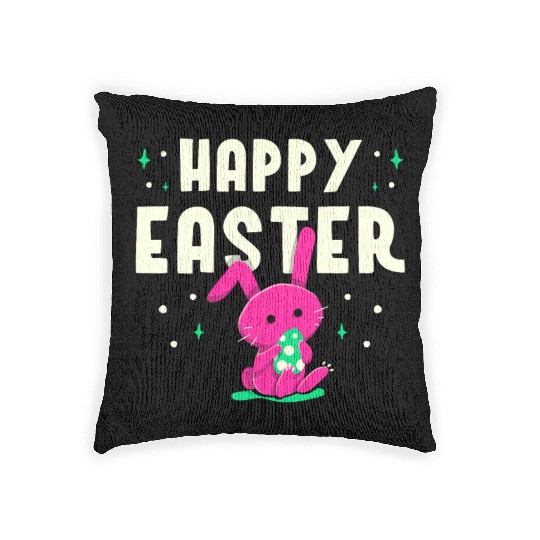 Happy Easter Egg Bunny Sayings Woven Pillows