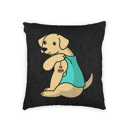 I Love Mom Tattoo Labrador Woven Pillows
