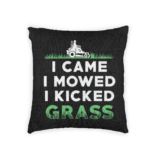 Lawn Mower I Came I Mowed I Kicked Grass Mowing Woven Pillows