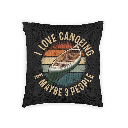 Canoe Canoeing Vintage Retro I Woven Pillows
