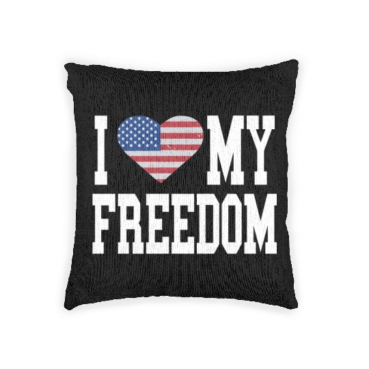 Patriotic American Flag I Heart Freedom, I Love Woven Pillows