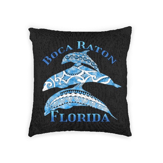 Boca Raton Florida Vacation Tribal Dolphins Woven Pillows