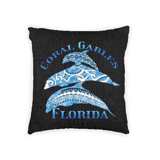 Coral Gables Florida Vacation Tribal Dolphins Woven Pillows