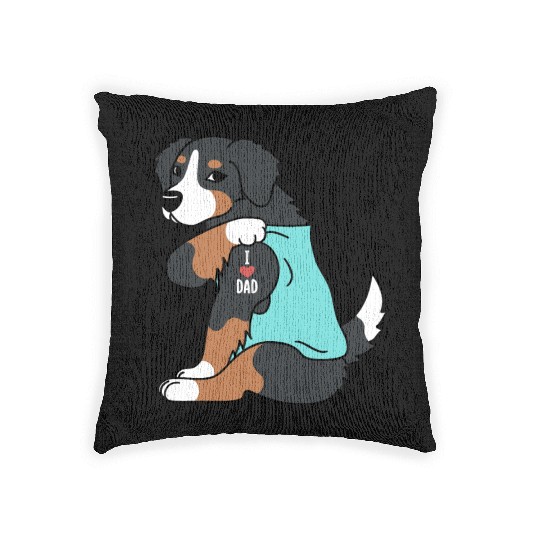 I Love Dad Bernese Mountain Dog Woven Pillows