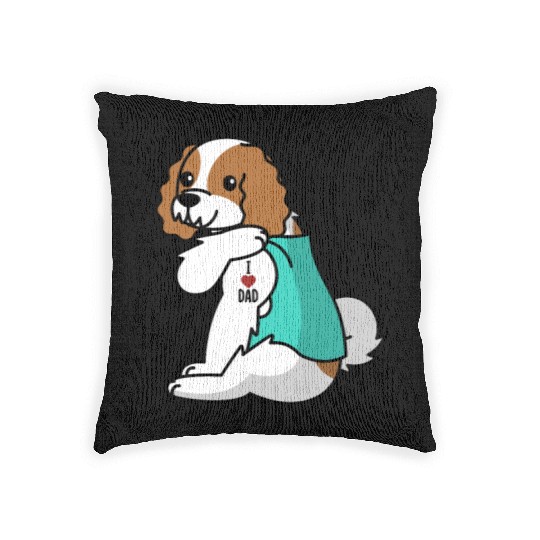 I Love Dad Cavalier King Charles Spaniel Woven Pillows